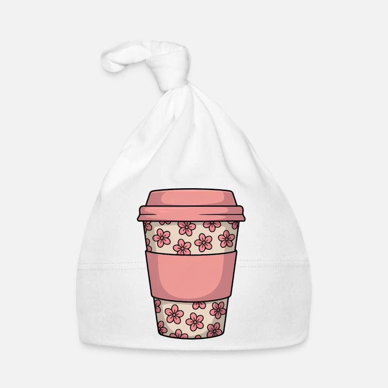 Floral Coffee Cup Organic Baby Cap