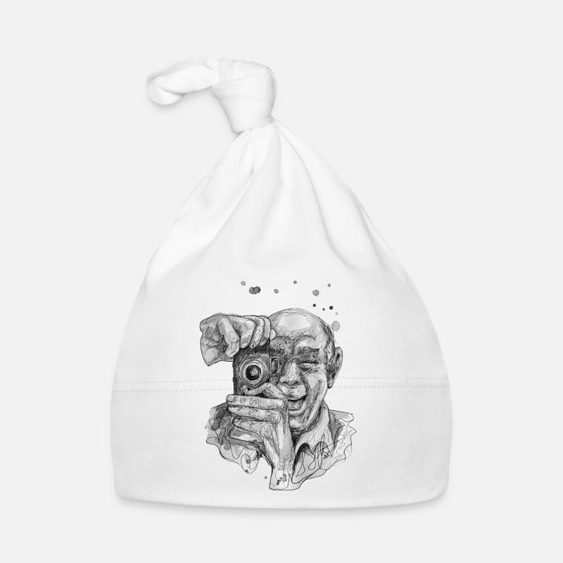 Selfie 2 black and white drawing carographic Organic Baby Cap