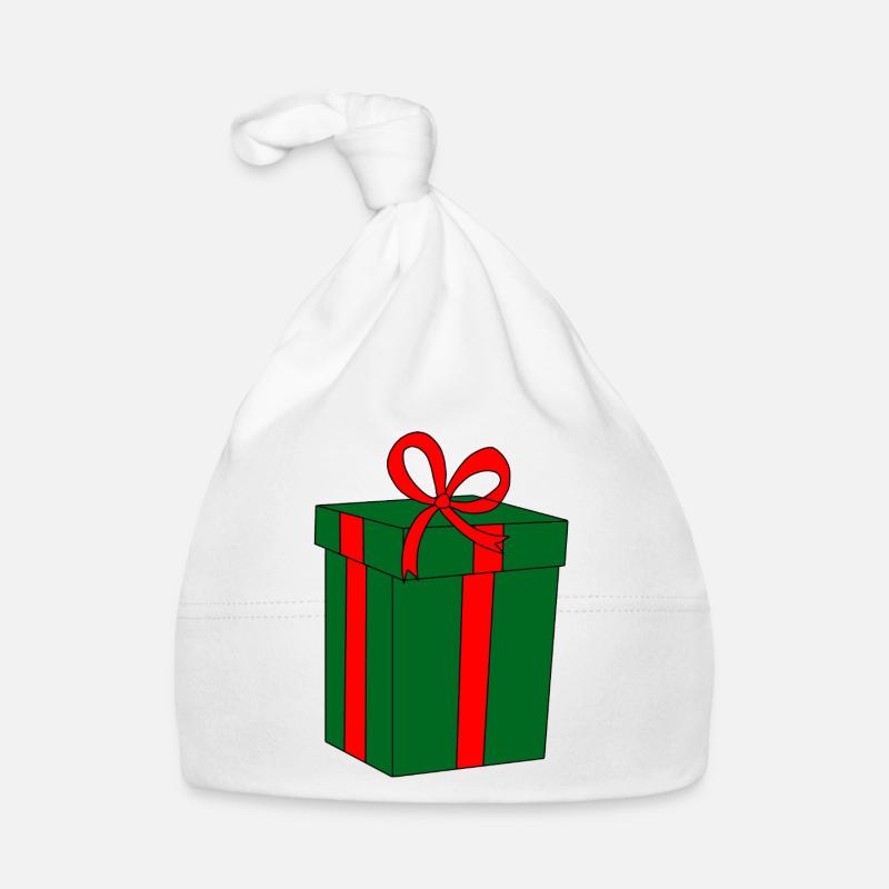 Green gift with red ribbon Organic Baby Cap