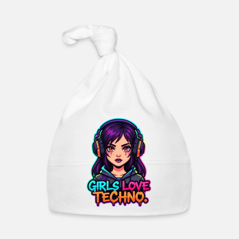 Techno Neon Mädchen Baby Bio-Mütze