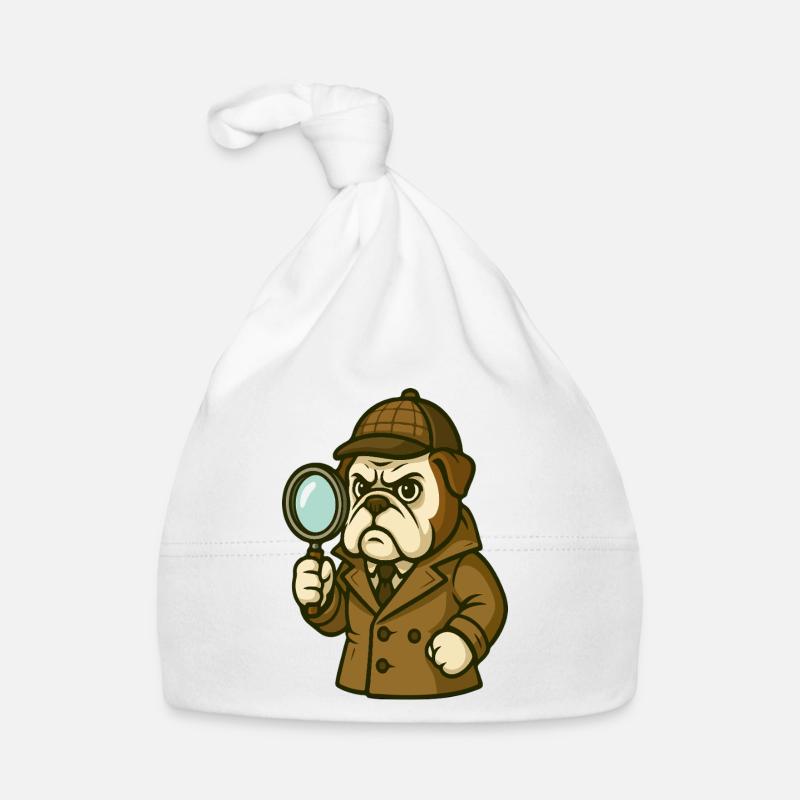 Detective Bulldog mit klassischem Sherlock-Look Baby Bio-Mütze