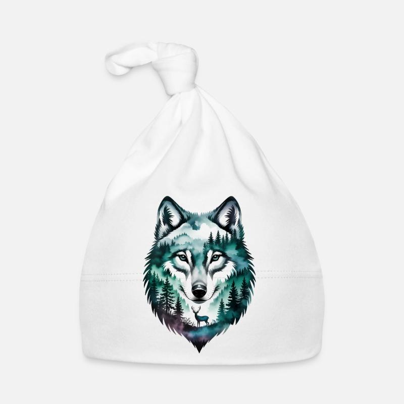Wolf-Silhouette – Motivations-Wolf-Logo Baby Bio-Mütze