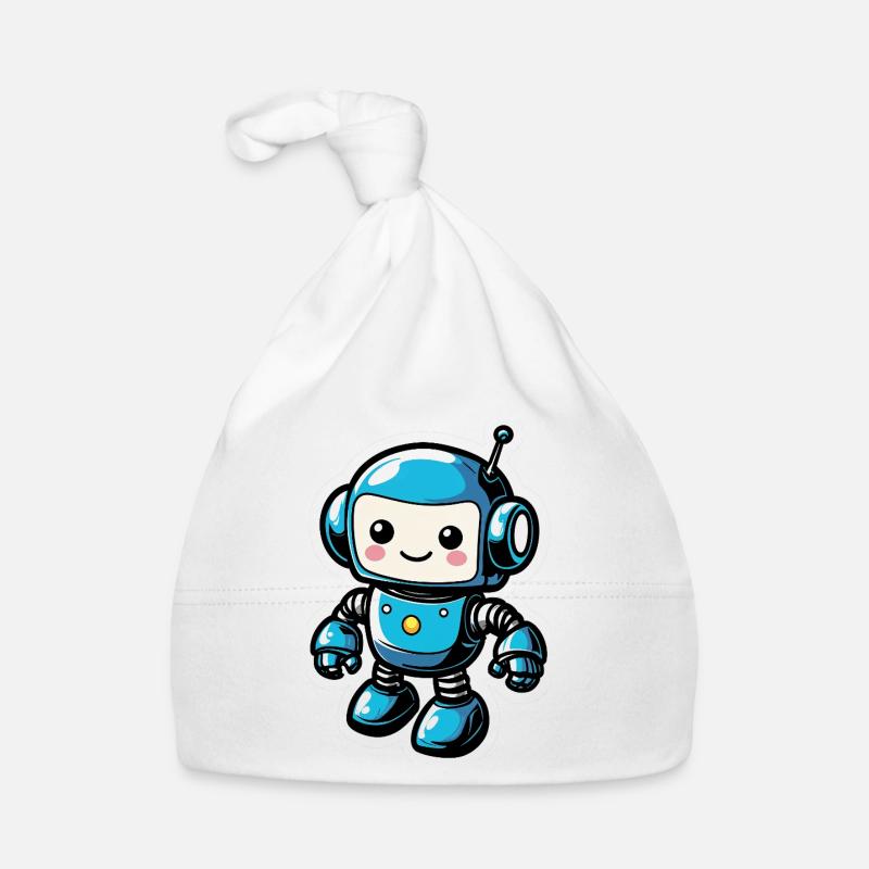 Blauer Roboterfreund Sticker Baby Bio-Mütze