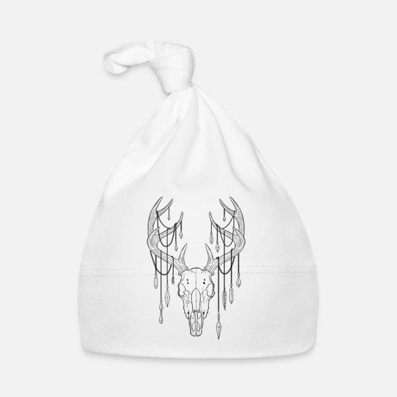 Bois de cerf avec cristaux - Bonnet bio Bébé - blanc