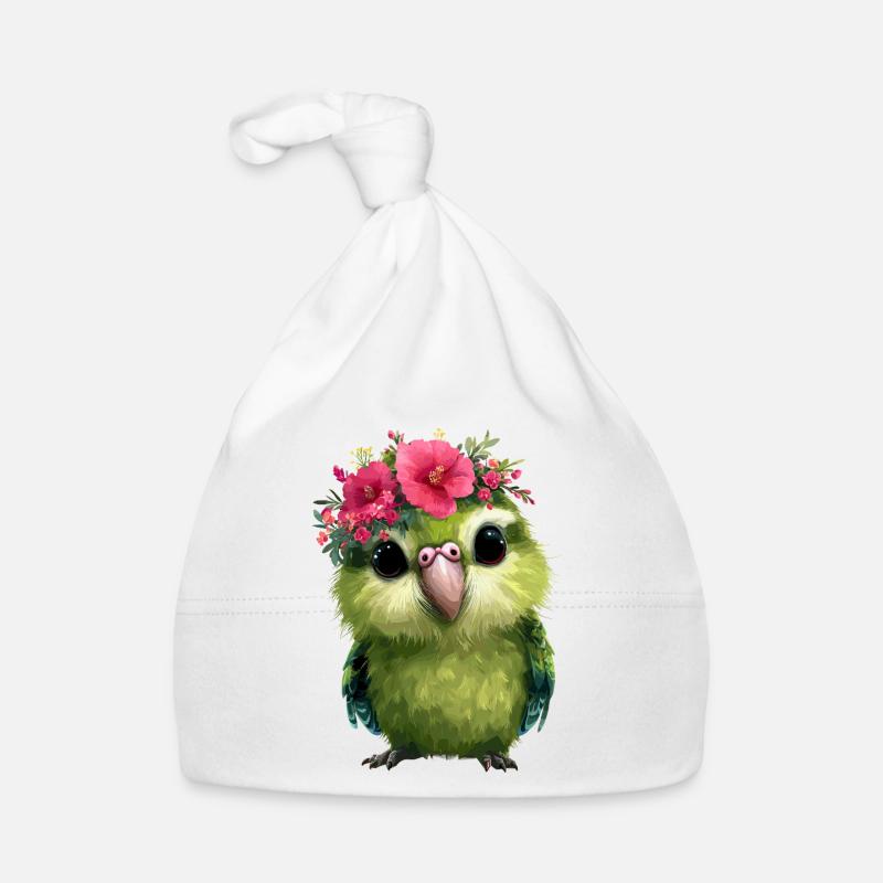 Spring parrot with flower crowns Organic Baby Cap