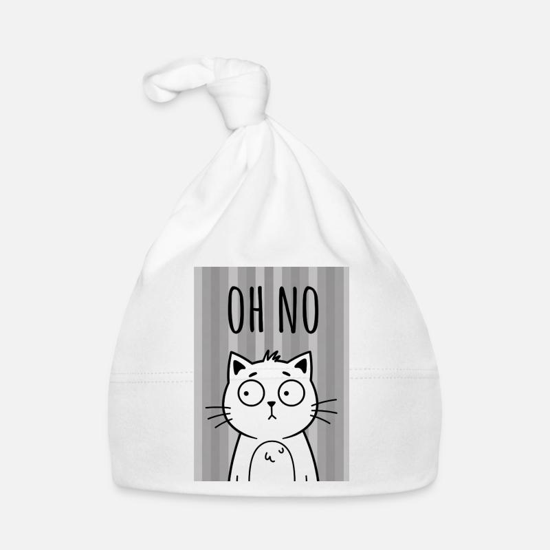 Oh No Chat avec fond rayé Bonnet bio Bébé