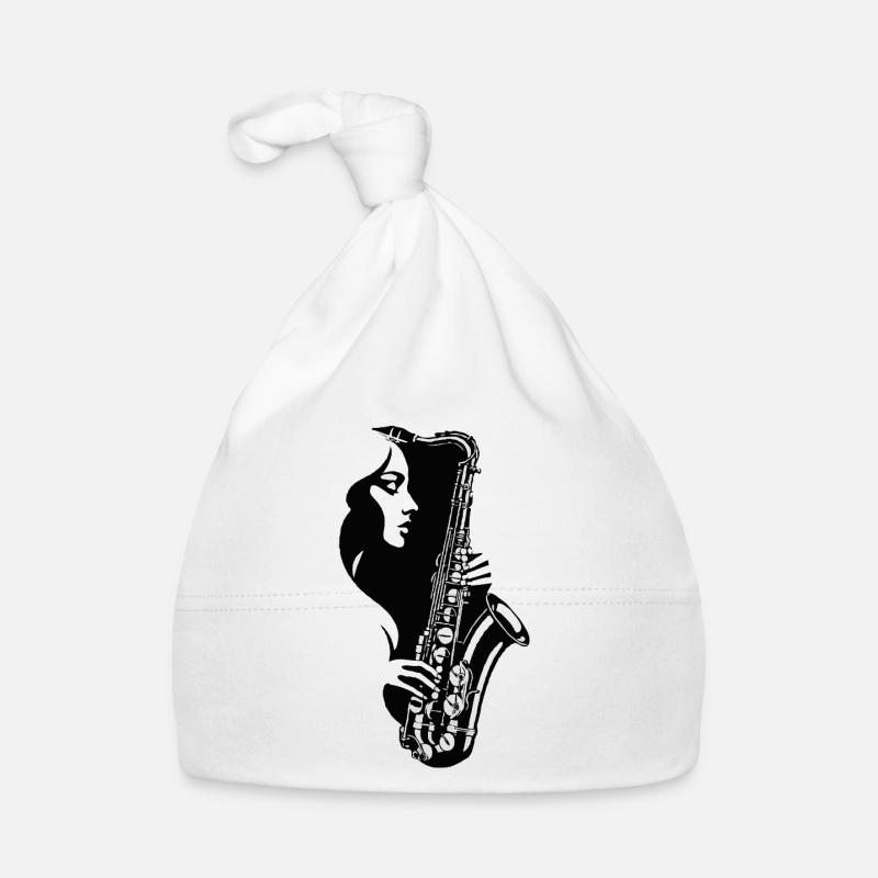 Frau mit Saxophon Baby Bio-Mütze