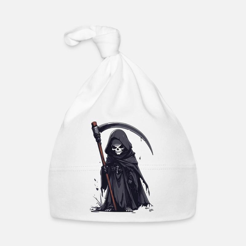 Grim Reaper in black robe Organic Baby Cap