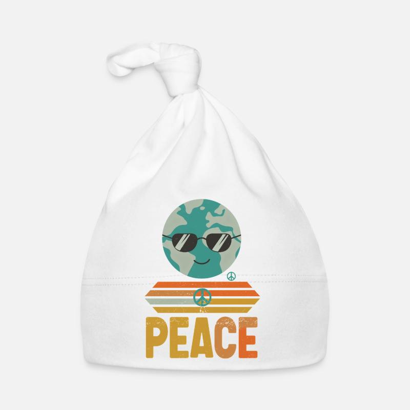 Erde mit Peace-Sonnenbrille Retro Baby Bio-Mütze