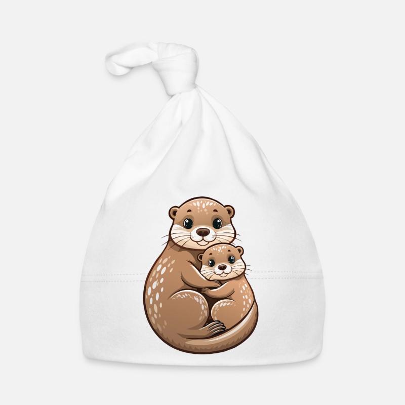 Mère loutre avec un petit Bonnet bio Bébé