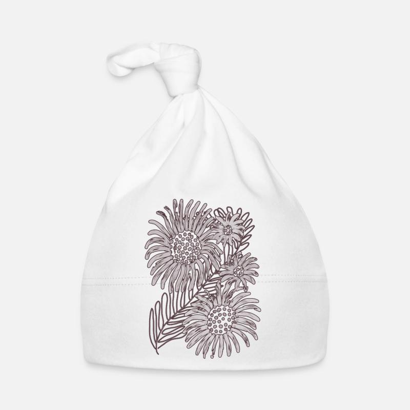 Schwarzweiße Gänseblümchenblüte Baby Bio-Mütze