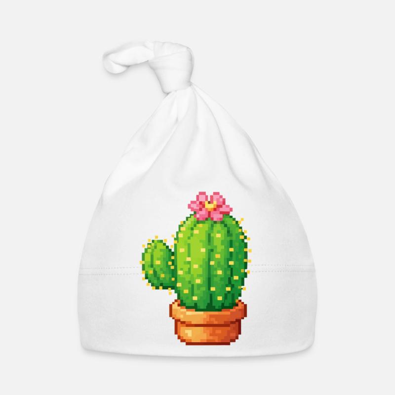 Pixelkaktus mit Blüte Baby Bio-Mütze