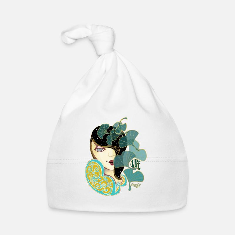 Beauté ginkgo dans le style Art nouveau - Bonnet bio Bébé - blanc