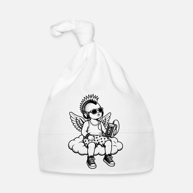 Punk Cherub mit Walkman auf Wolke Baby Bio-Mütze