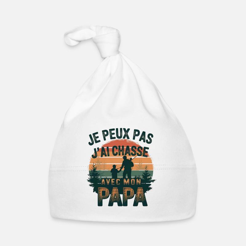 Je peux pas j'ai Chase Avec mon papa - Bonnet bio Bébé - blanc
