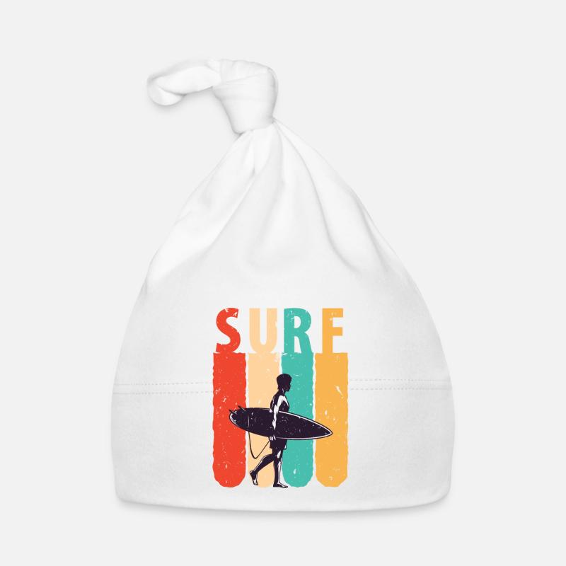 Surf rétro, prêt à affronter les vagues - Bonnet bio Bébé - blanc