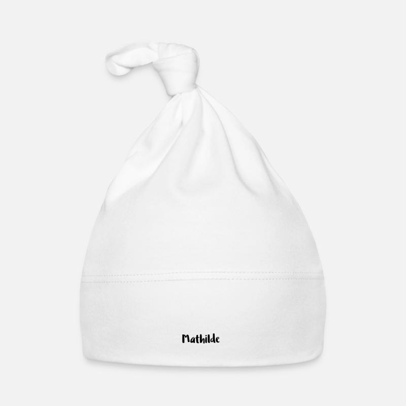 Mathilde prénom style arabe - Bonnet bio Bébé - blanc
