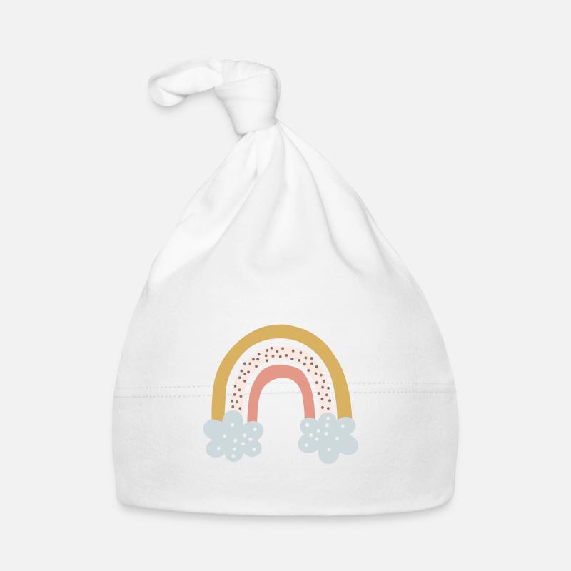 Regenbogen Hoffnung mit Wölkchen Kinderdesign - Baby Bio-Mütze - Weiß
