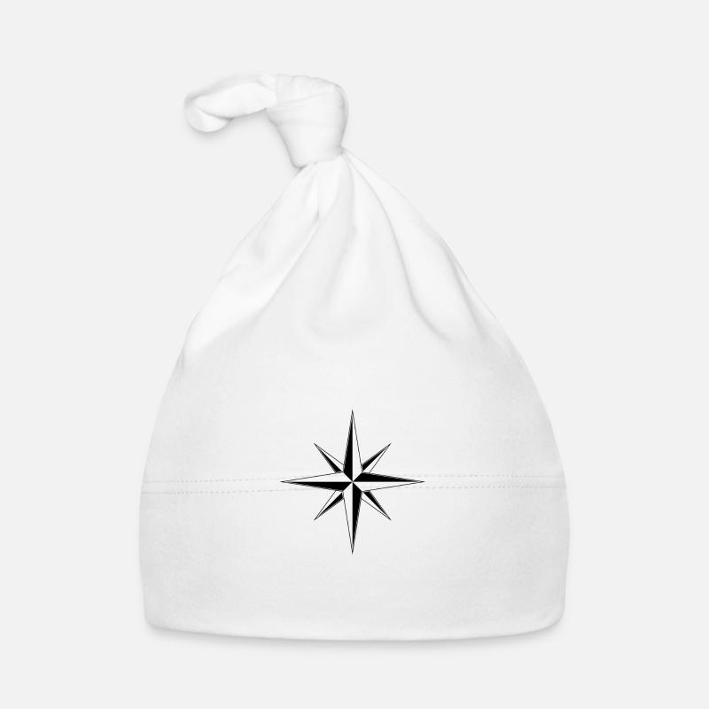 Windrose Compas Maritime Voile Carte - Bonnet bio Bébé - blanc