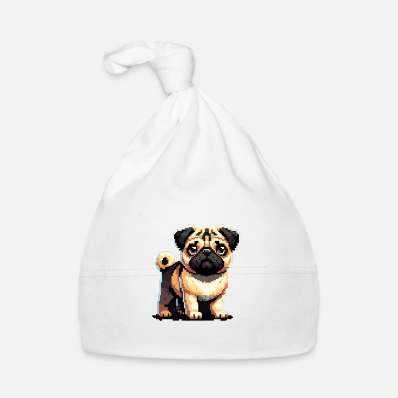 Pixel Pug - Organic Baby Cap - white