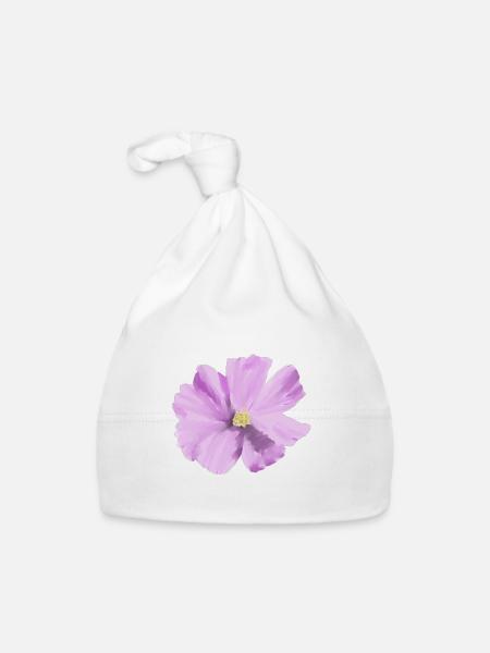 Lilas fleur aquarelle - Bonnet bio Bébé - blanc - Devant