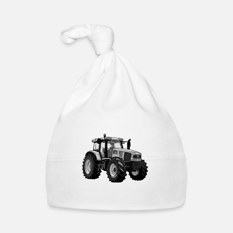 Tracteur - Bonnet bio Bébé - blanc