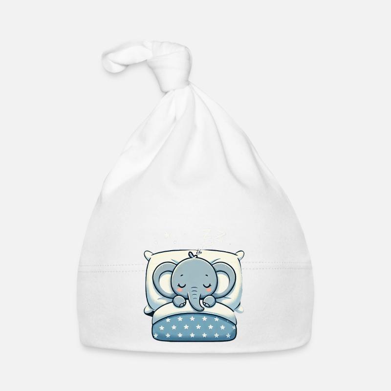 Elefant Sleeping In Bed At Night Time Baby Bio-Mütze