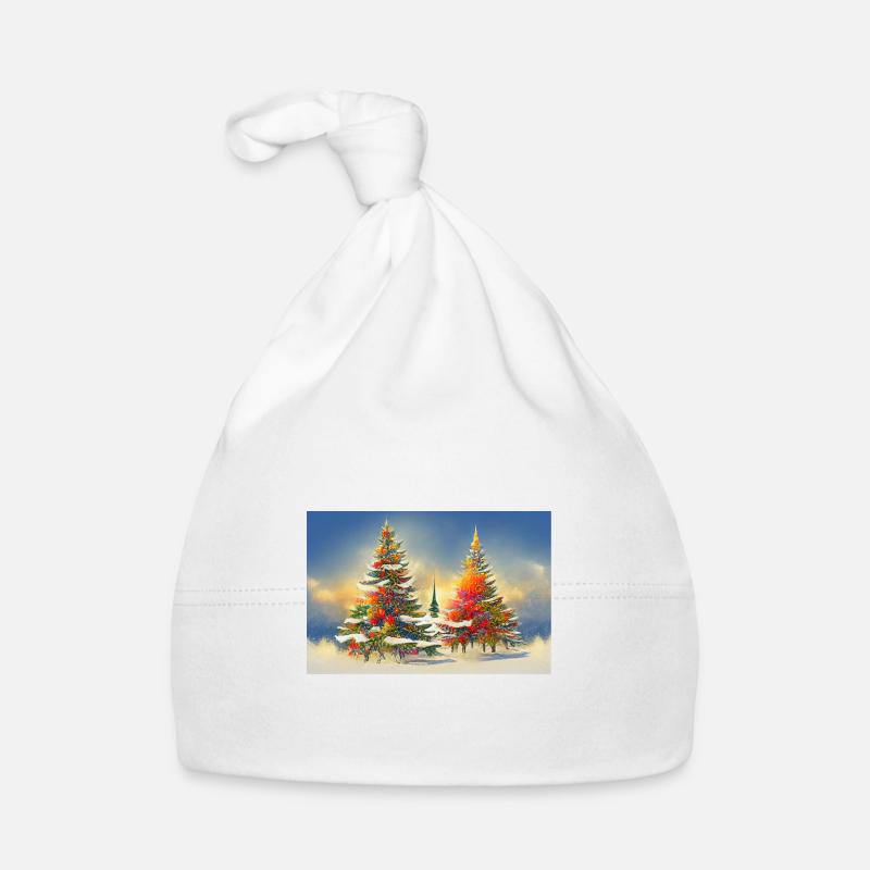 Artsy Christmas Trees Organic Baby Cap