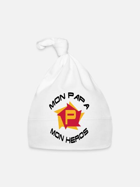 Mon papa mon héros - Organic Baby Cap - white - Front