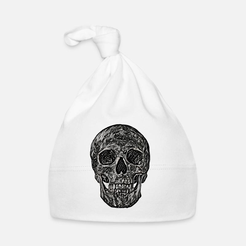 Dark Skull - Organic Baby Cap - white