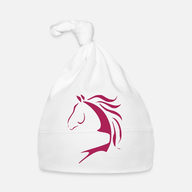 Tête de cheval, conception de cheval, cheval, chevaux - Bonnet bio Bébé - blanc