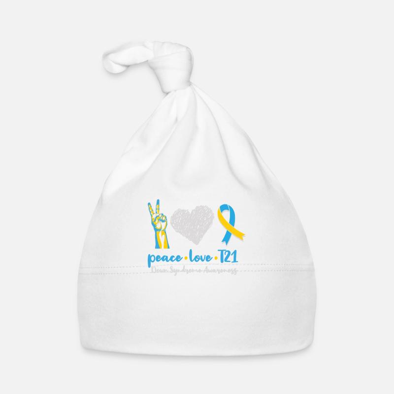 Peace Love T21 Down Syndrome Awareness Sped Teache Organic Baby Cap