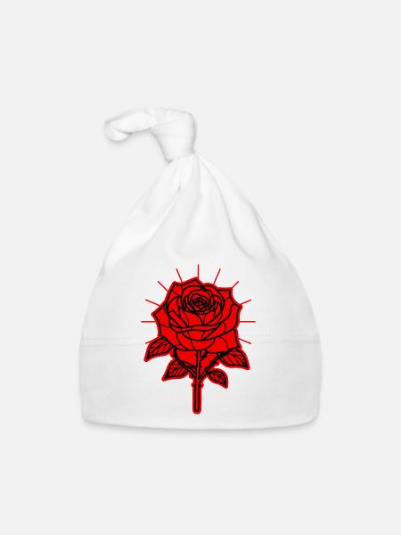 Épines de fleur de rose - Bonnet bio Bébé - blanc - Devant