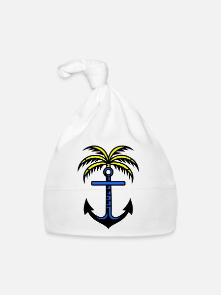 Palm Tree Anchor Icon - Organic Baby Cap - white - Front