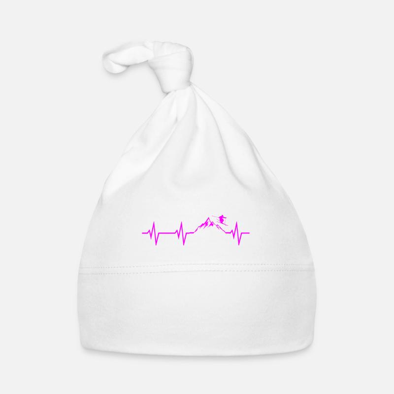 Ski Heartbeat Mountains Ski ECG Cadeau Tshirt Bonnet bio Bébé