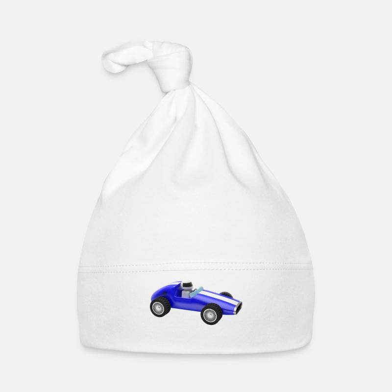 voiture de course auto automobile jouet - Bonnet bio Bébé - blanc