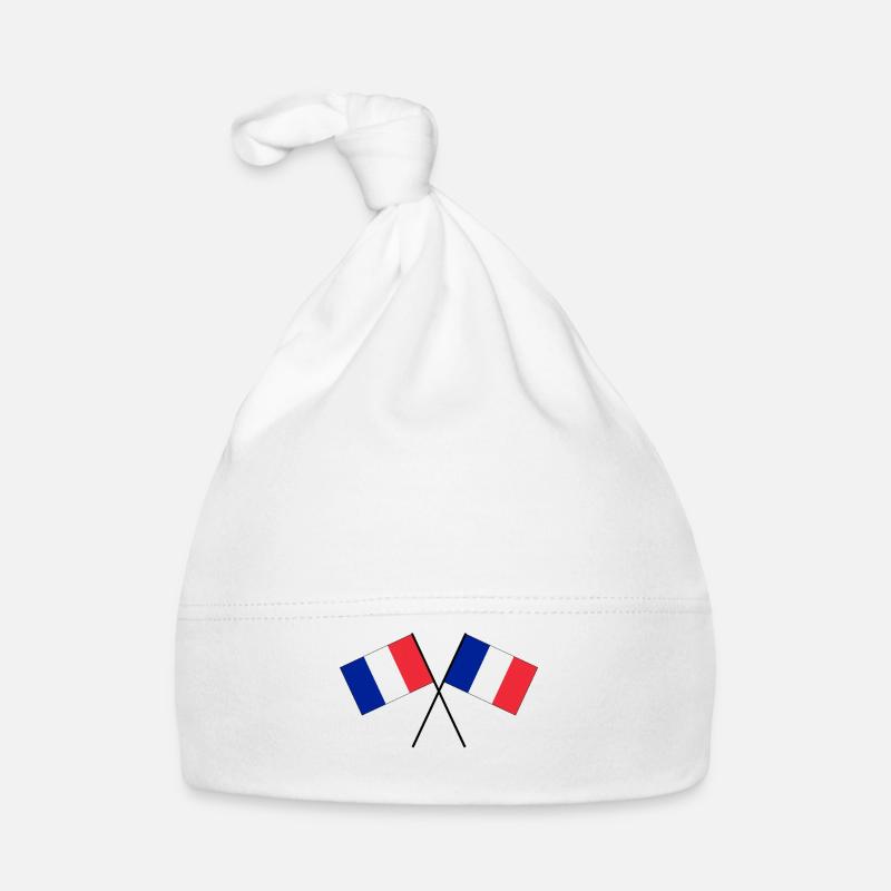 France drapeaux croisés français drapeaux - Bonnet bio Bébé - blanc