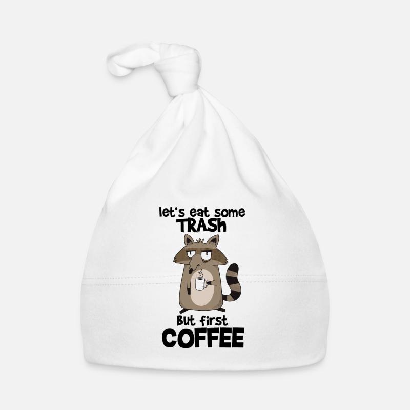 Raton Laveur Café Matin Grouch Garbage Raccoon Drôle - Bonnet bio Bébé - blanc