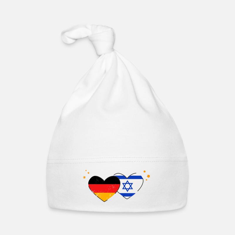 J’aime Israël Allemagne Drapeaux Cœurs Drapeaux Bonnet bio Bébé