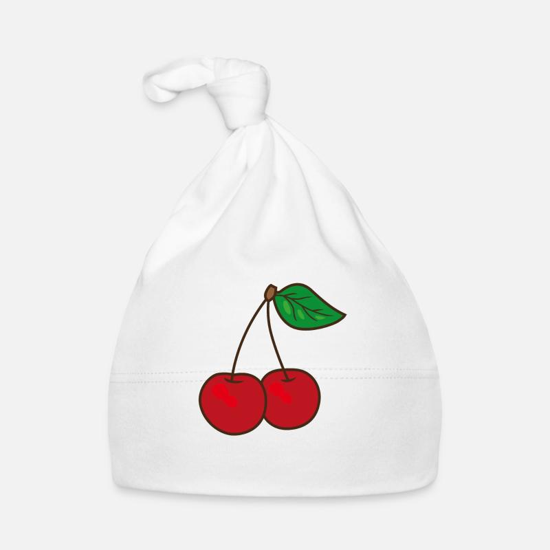 Kirsche - Baby Bio-Mütze - Weiß