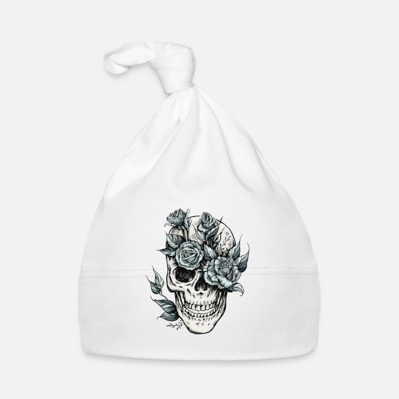 Skull skull with flowers gift idea Organic Baby Cap