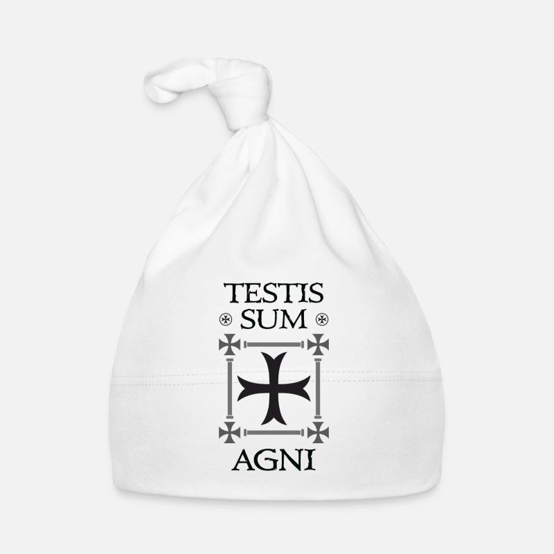 Crusader Cross + Testis Sum Agni Organic Baby Cap