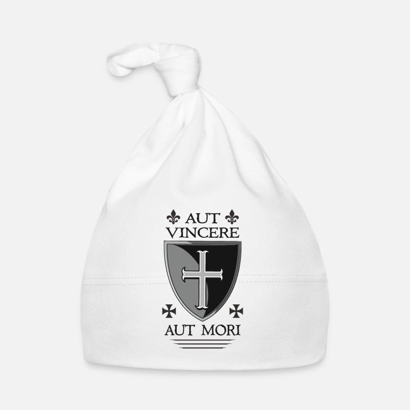 Templar cross Shield - Organic Baby Cap - white
