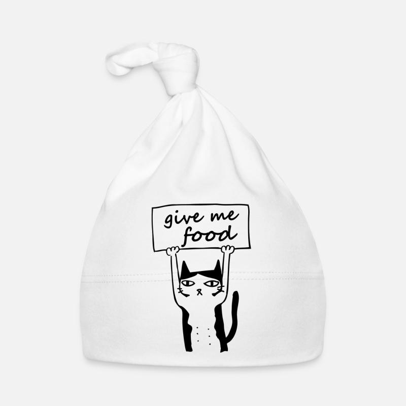 Mon chat - me donner à manger - Bonnet bio Bébé - blanc