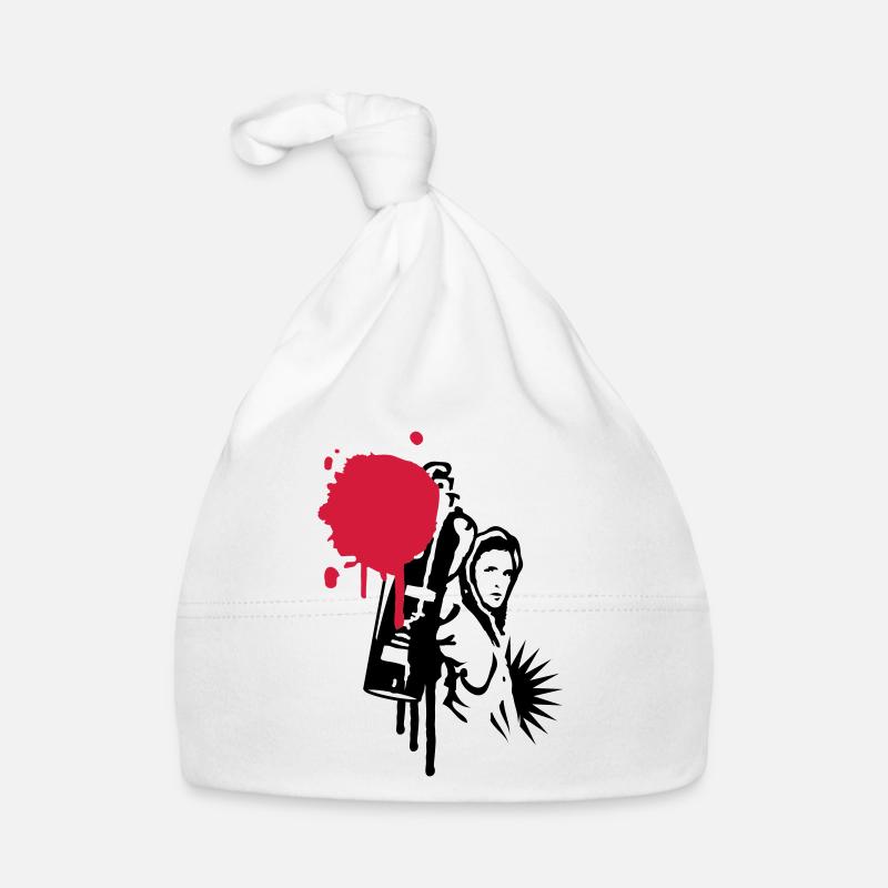 Graffiti sprayer mit Sprühdose im Graffiti Stil Baby Bio-Mütze