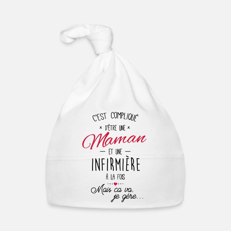 Maman et Infirmière - Bonnet bio Bébé - blanc