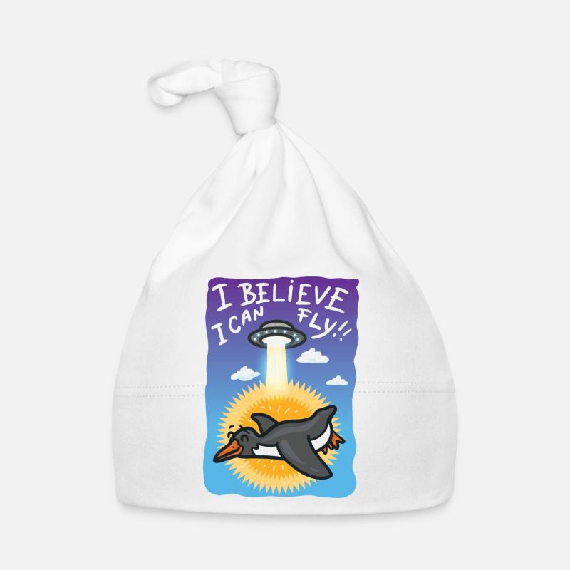 I believe I can fly.Pinguin fliegt. Baby Bio-Mütze