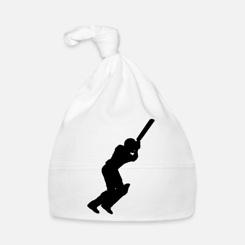 Cricket Player (Vector) - Organic Baby Cap - white