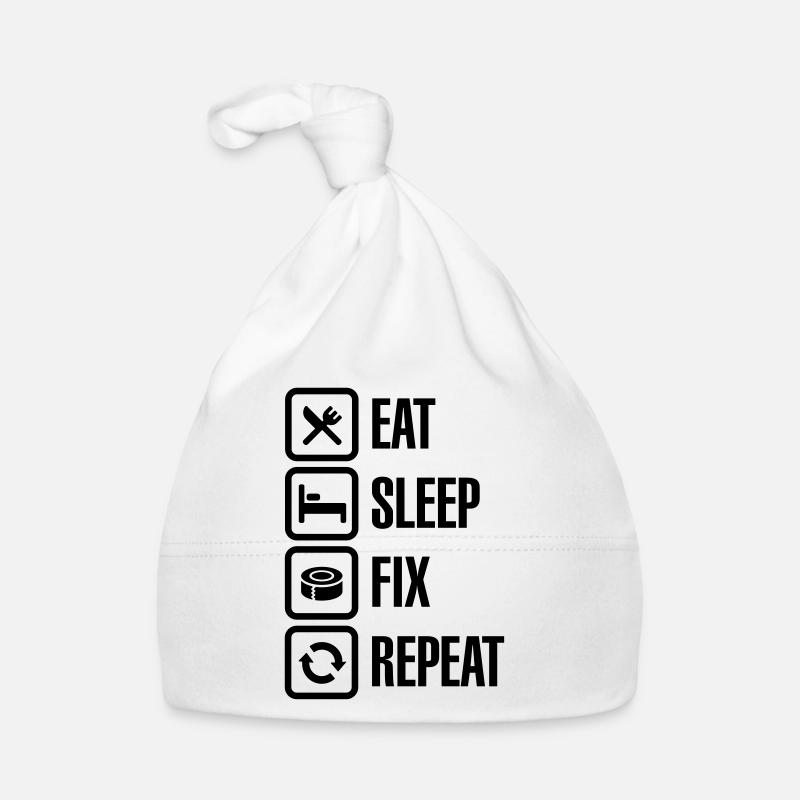 Eat Sleep Fix Repeat - Duct Tape Organic Baby Cap