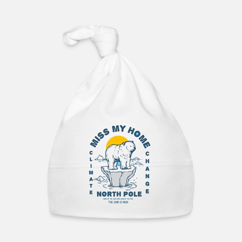 Eisbear Arctic climate change North Pole melting ice - Organic Baby Cap - white